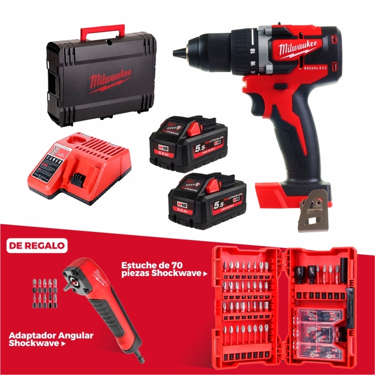 Pack Promocional Taladro Percutor M18 CBLPD-502C Milwaukee